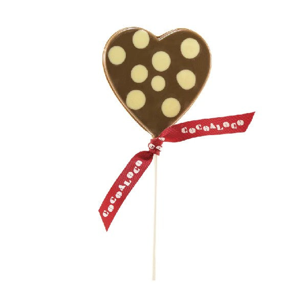 Polka Dot Heart White and Milk Chocolate Lolly