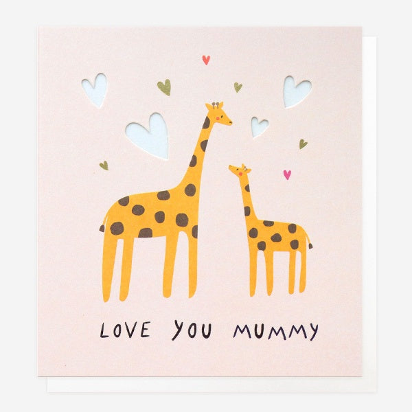 Love You Mummy Giraffes Cut Out Card