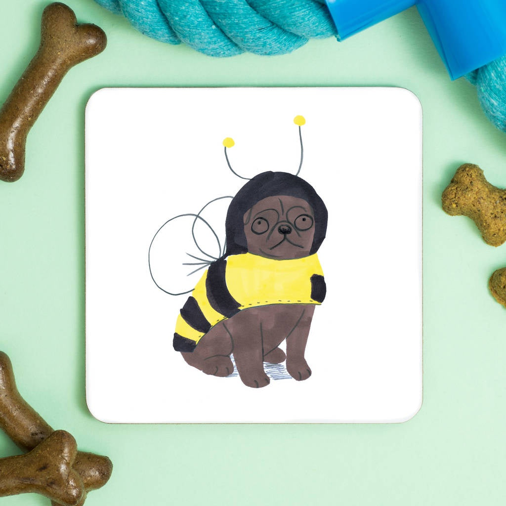 Pug in Bee Costume Coaster