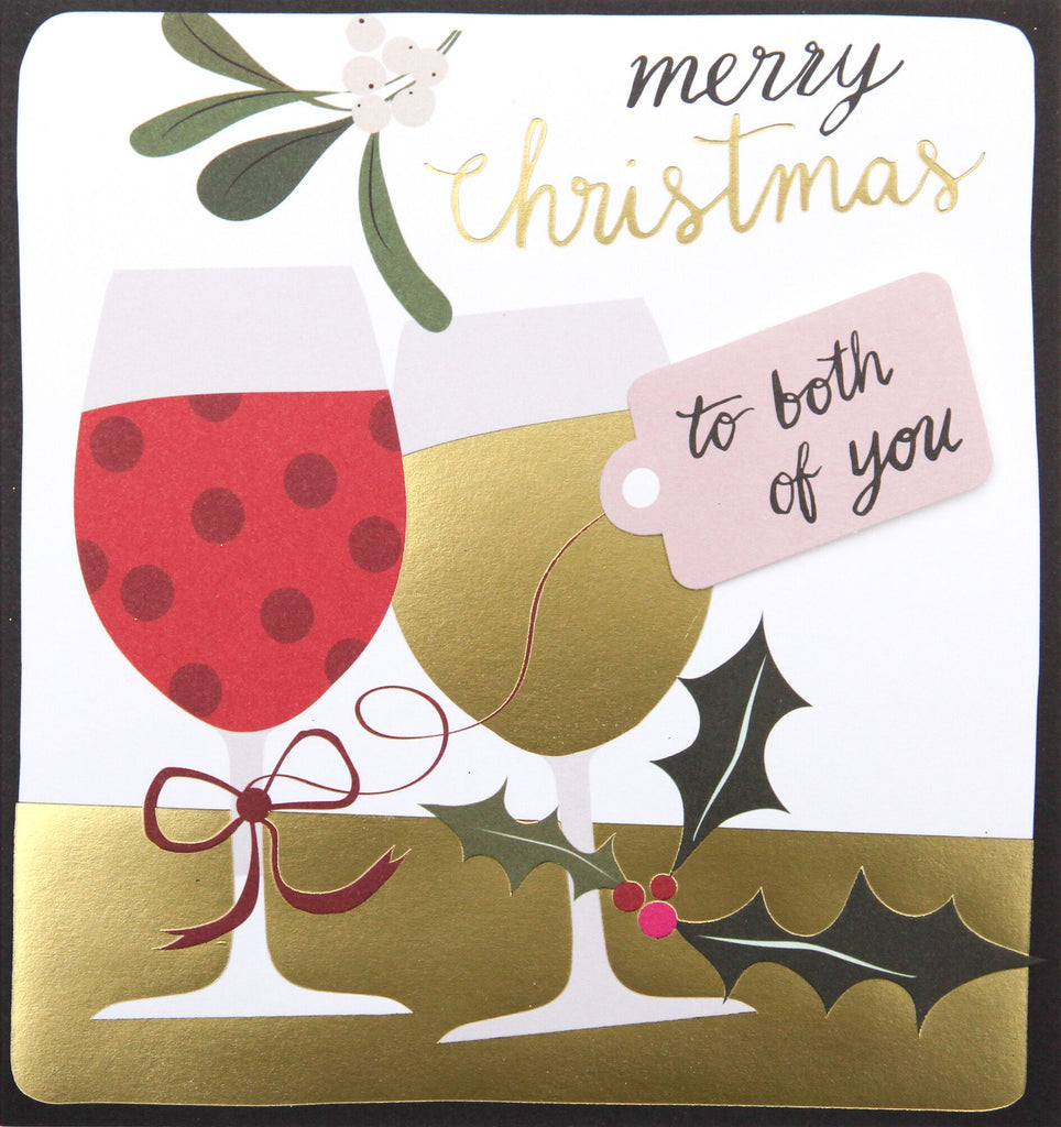 Merry Christmas to you Both Wine Glasses Card