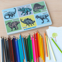 Prehistoric Land Dinosaur Set of 36 Colouring Pencils in a Tin