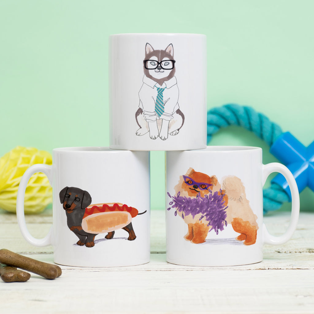 Hotdog, Husky and Pomeranian Mug