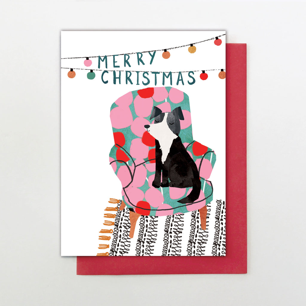 Merry Christmas Dog On Chair Card