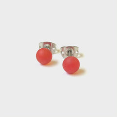 Frosted Ruby Mini Stud Earrings