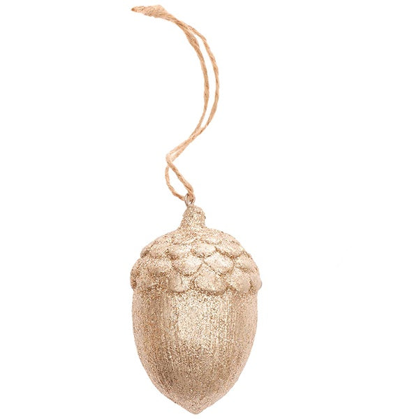 Gold Glitter Acorn Hanging Decoration