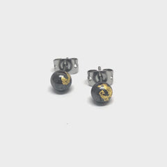 Gunmetal and Gold Glass Mini Stud Earrings