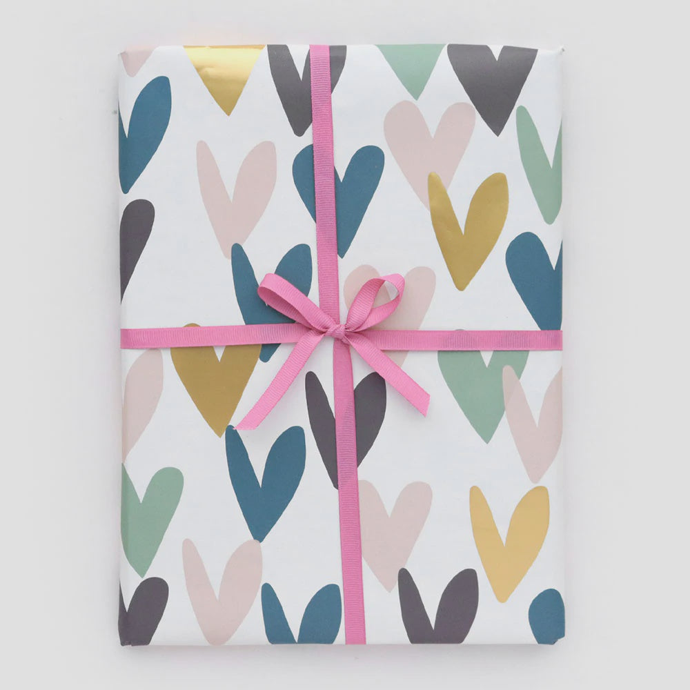 Teal Falling Hearts Sheet Wrap