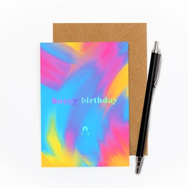 Happy Birthday Brush Stroke Foiled Card