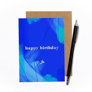 Happy Birthday Blue Foiled Card