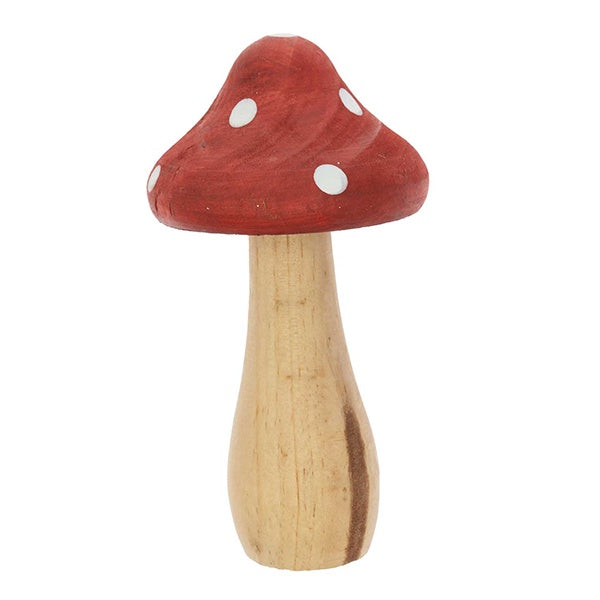 Large Red Wooden Mushroom Decoration