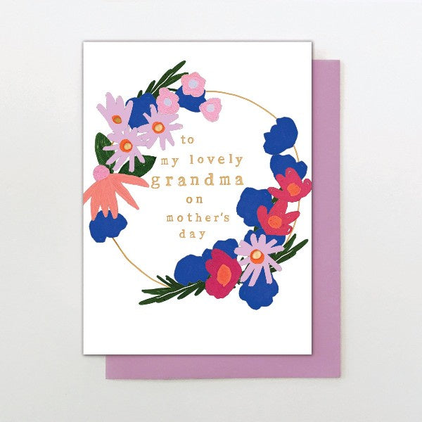 To My Lovely Grandma On Mother's Day Floral Wreath Card