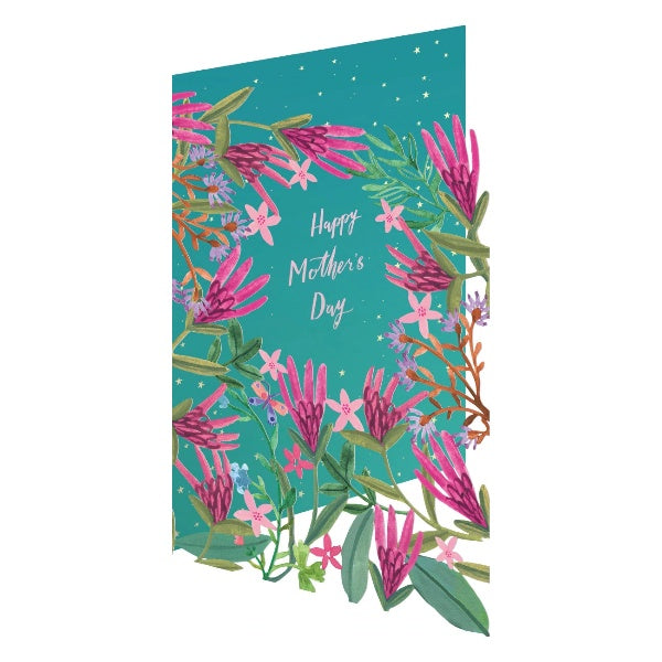 Happy Mother's Day Pink and Purple Flowers Lasercut Card