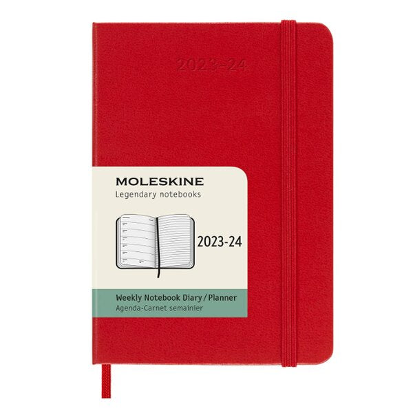 Moleskine 2023/24 Academic Scarlet Red Hard Cover Pocket Weekly Diary