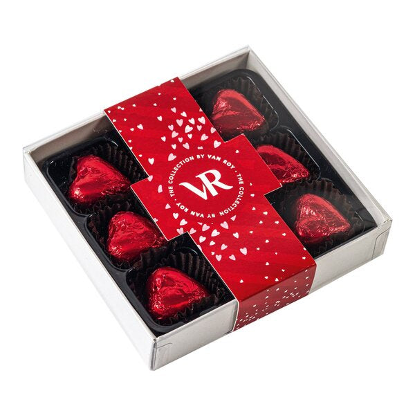 Red Foiled Milk Chocolate Praline Hearts Gift Box