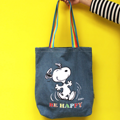 Be Happy Denim Snoopy Tote