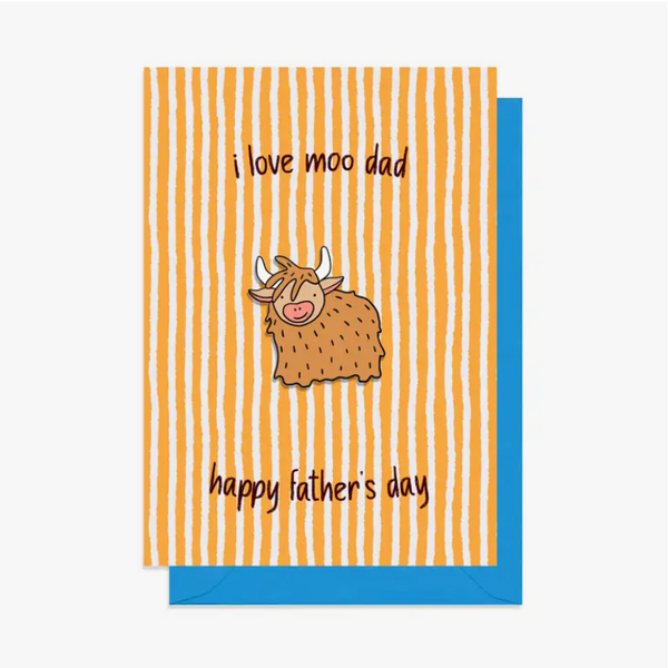 Highland Cow Enamel Pin Father's Day Card