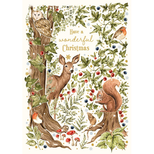 Wonderful Christmas Deer & Squirrel Card