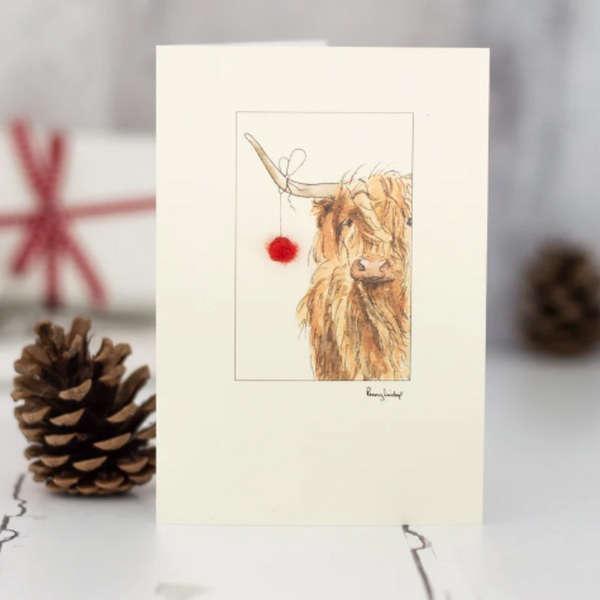 Highland Cow & Bauble Christmas Card