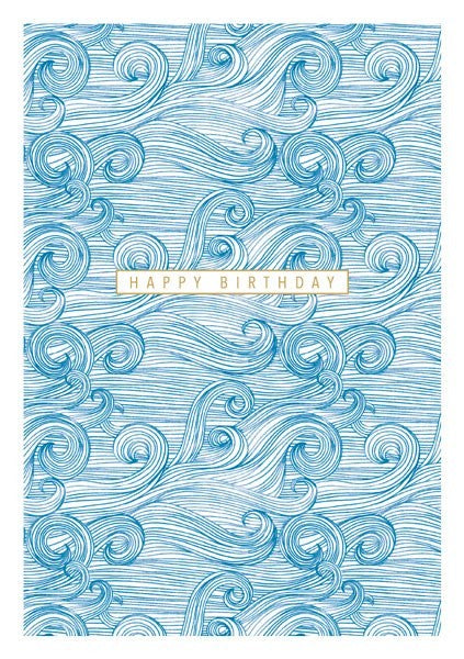 Happy Birthday Blue Waves Card