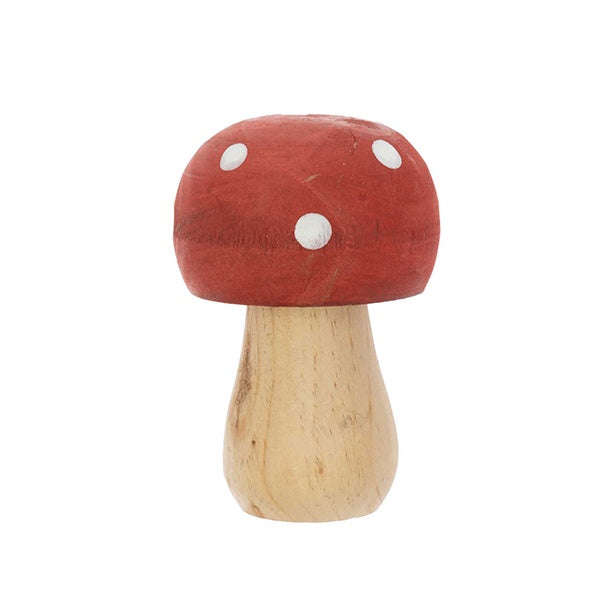 Small Red Wooden Mushroom Decoration