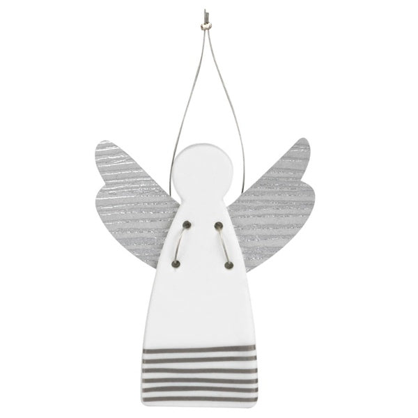 Angel Silver Stripes Ornament