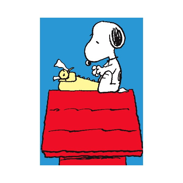 snoopy on doghouse typing
