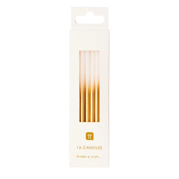 Dip Dye Luxury Gold Candles Pack of 16