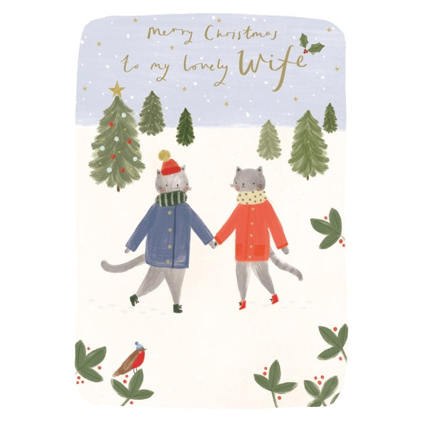 Wife Cats In Snow Card